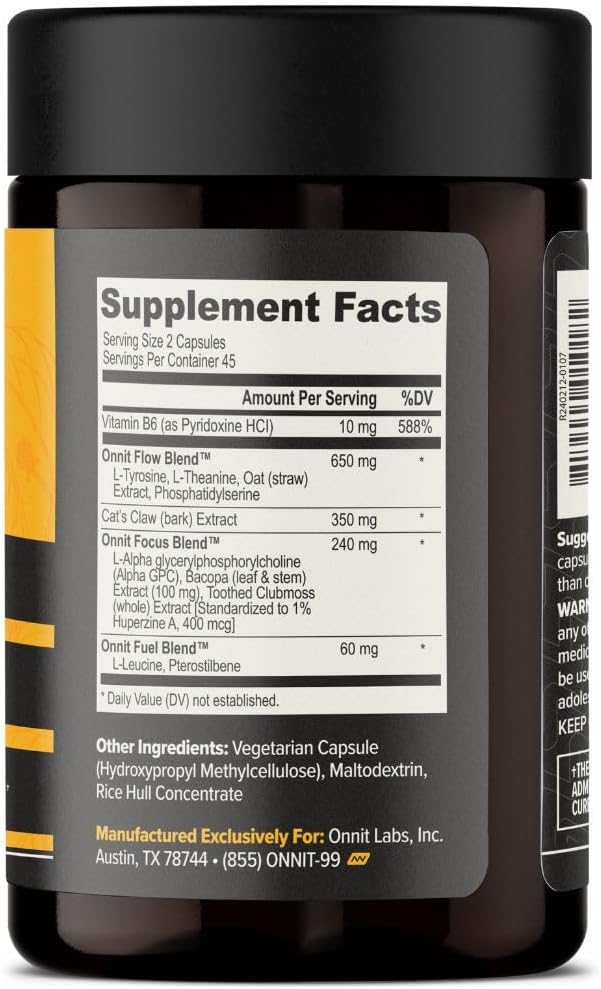 ONNIT Alpha Brain Premium Nootropic Brain Supplement for Men & Women - Caffeine-Free Focus Capsules for Concentration, Brain Booster & Memory Support 90 Count (Pack of 4)