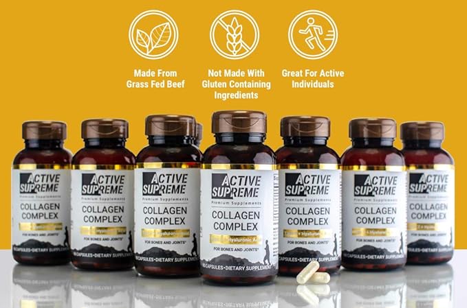 Collagen Pills Type 2 for Healthier Joints - Grass Fed Beef Collagen Hydrolyzed Type 2 Capsules with Vitamin C and Hyaluronic Acid