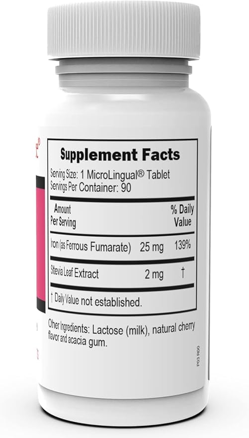 Superior Source Just Women - Iron 25 mg, (Ferrous Fumarate), Under The Tongue Quick Dissolve MicroLingual Tablets, 90 Count, Easily Absorbed, Assists Red Blood Cell Formation, Non-GMO