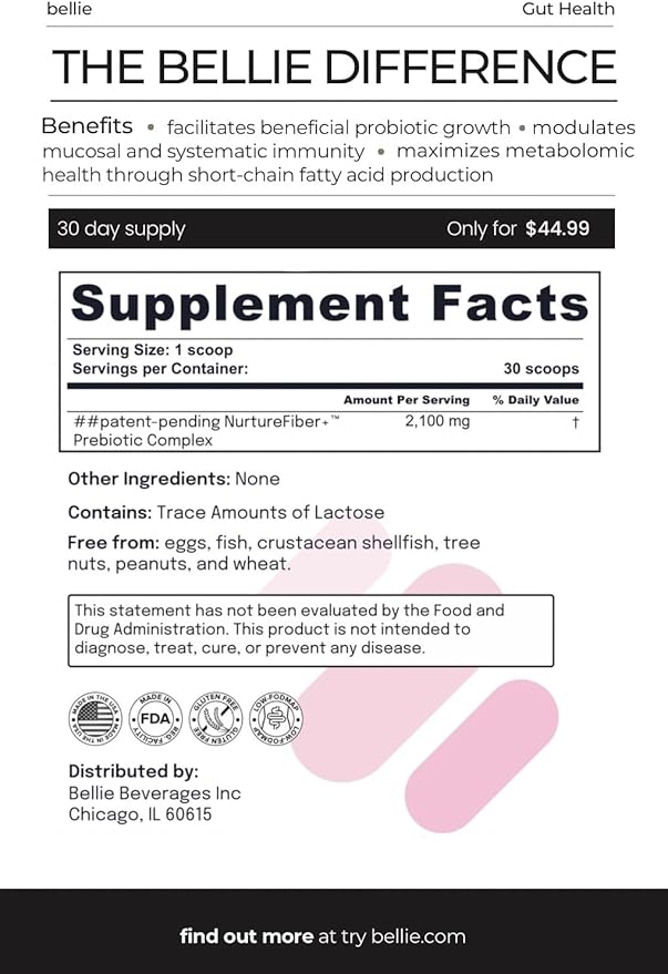 | NurtureFiber+™ Human Milk Oligosaccharides (HMO 2-FL | HMO LNnT) Prebiotic Supplement | Gut Support | IBS Relief | Leaky Gut Repair