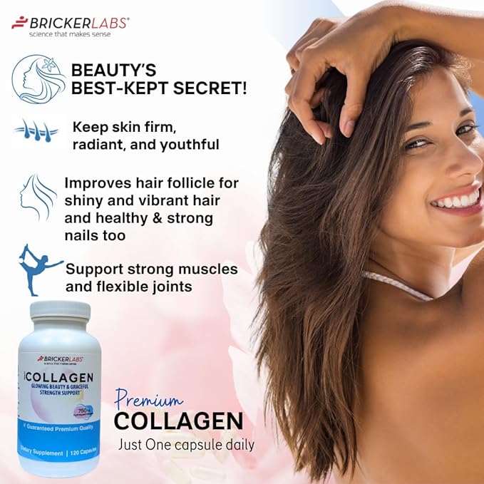Collagen for Men & Women - Type I, III Hydrolized Collagen Supplement 750mg, 1 Collagen Capsule Daily - 120 Servings