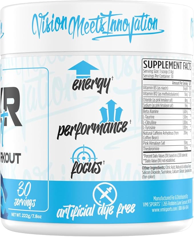K-XR Sport Pre-Workout Powder | Energy – Performance – Focus and Pumps | Maximum Absorption Formula | Great Taste for Men & Women | 30 Servings (30 Servings, Blue Shark Gummy)