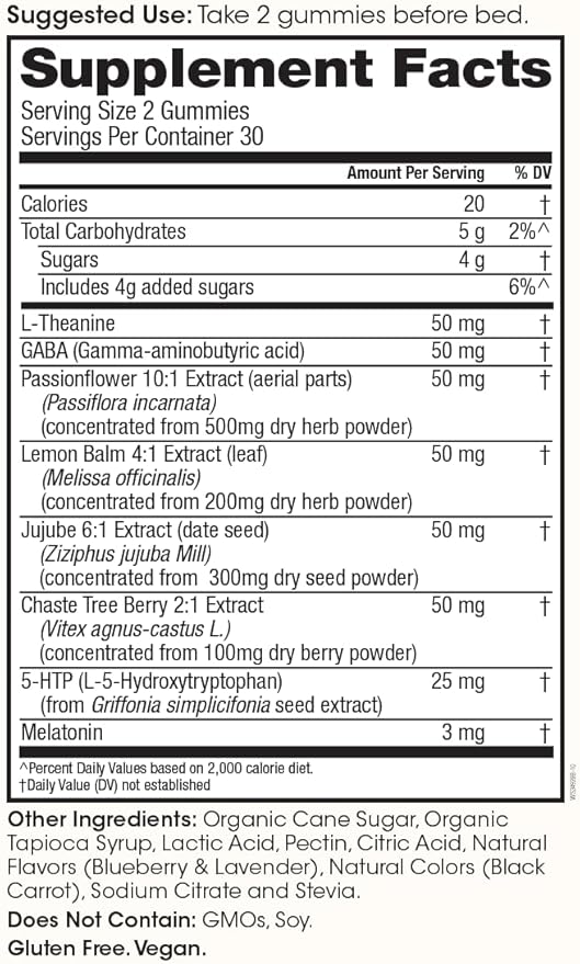 Winged Sleepyhead Gummies | Non-Habit Forming Natural Sleep Supplement | 8 Powerful Nutrients with Melatonin, L-Theanine, 5-HTP, Passionflower & Lemon Balm | Blueberry Lavender Flavor (90 Servings)