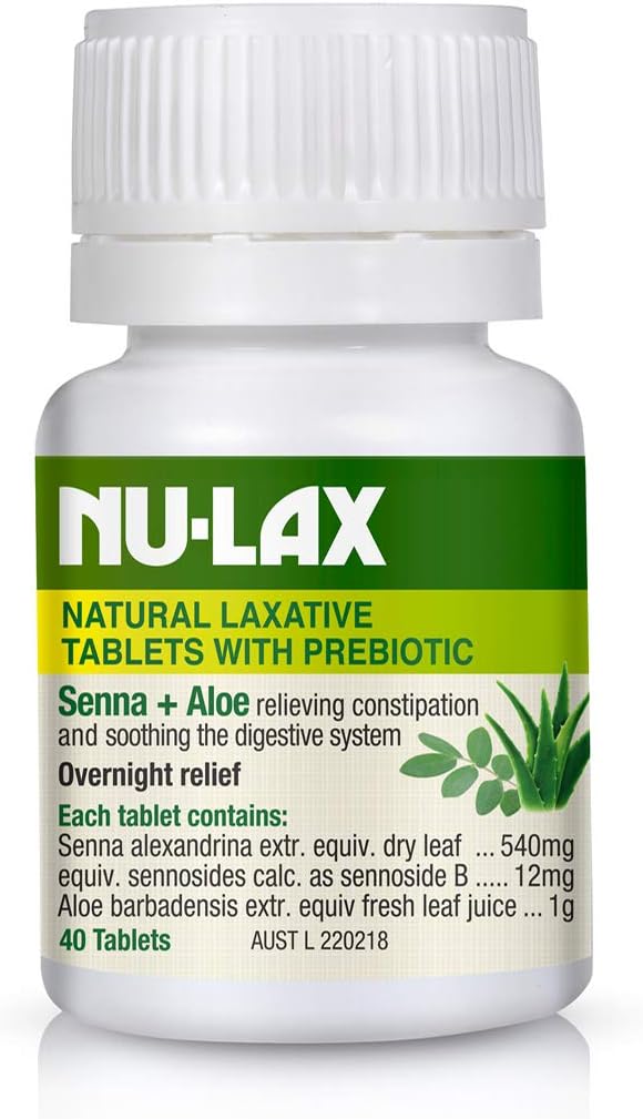 Natural Laxative Tablets With Prebiotic Senna + Aloe 40 Tablets