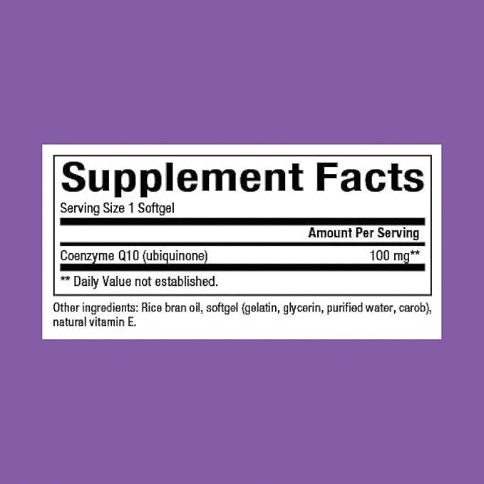 Natural Factors Coenzyme Q10 100 mg, Natural Coenzyme Q10 Supplement for Energy, Heart and Cognitive Support, 120 Softgels