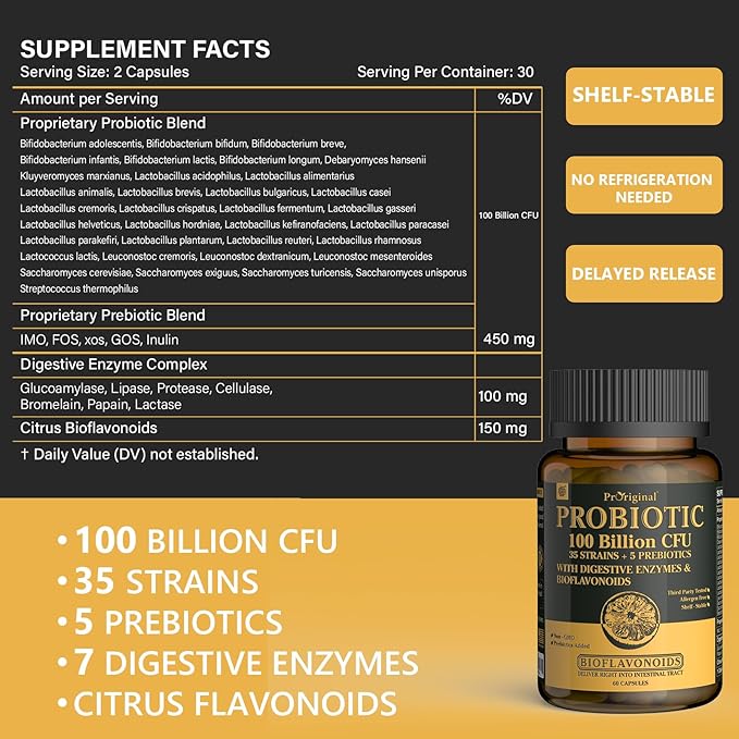 Probiotics with Prebiotics for Men and Women - 35 Strains Organic Probiotic 100 Billion CFU for Gut & Digestive Health, Vegan Acidophilus Probiotics Supplement, Non-GMO Raw Probiotic 120 Caps