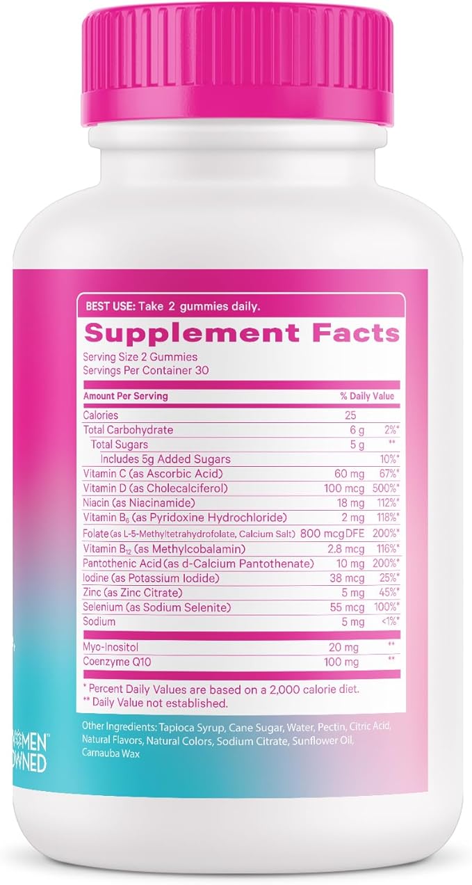 Pink Stork Premium Fertility Gummies for Women - Prenatal Conception Supplements for Her with Inositol, CoQ10, Folate and Vitamins to Support Hormone Balance, Ovulation + Menstrual Cycle, 60 Gummies