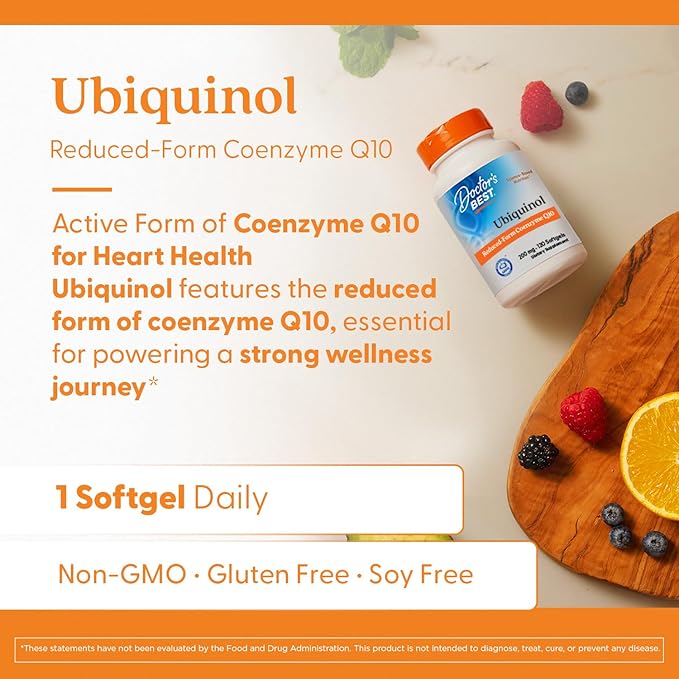 Doctors Best Ubiquinol, Reduced-Form Coenzyme Q1, Non-GMO, Gluten Free, Soy Free 120 Softgels