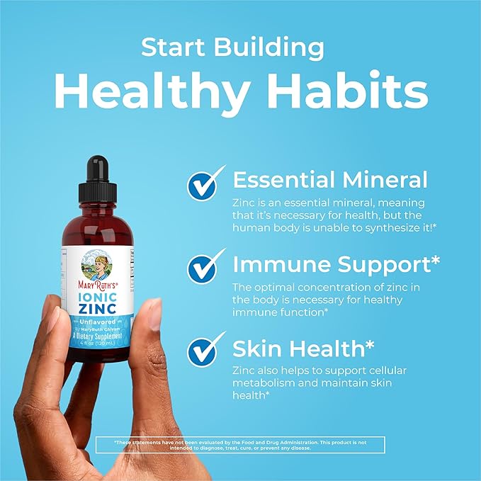 MaryRuth Organics Zinc Supplements for Immune Support | Ionic Zinc for Kids & Adults | Liquid Zinc Supplement | 40 Day Supply | Skin Care Supplement | Vegan | Gluten Free | Glycerin Based | 4 oz