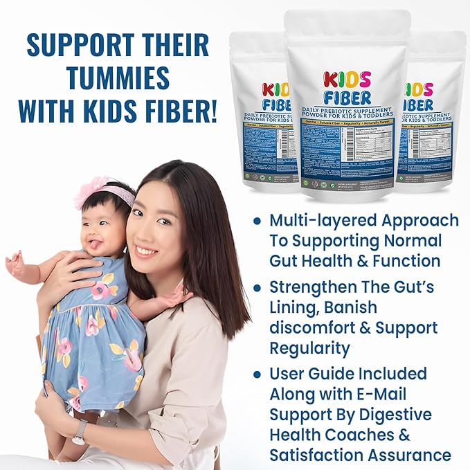 Kids Fiber for Constipation Relief, Prebiotics for Children, Toddler Fiber Supplement, Mild Sweetness Fiber Powder for Kids, Gut Health for Regularity & Softness 60 Servings
