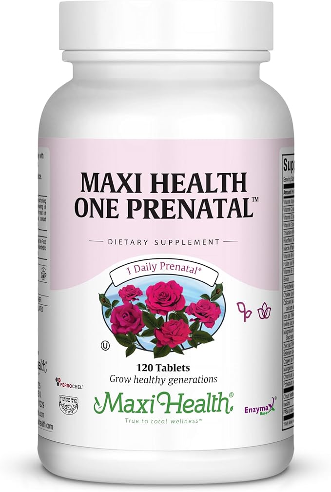 Maxi Health One Prenatal - Womens Prenatal Vitamins with Iron - Enhanced Absorption & Bioavailability - Daily Multivitamin for Women - Multi Vitamin & Mineral Supplement for Adults - 120 Tablets