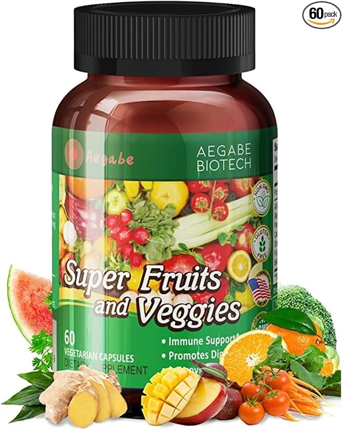 Super Fruits and Veggies Supplement,36 Fresh Veggies & Fruits,Balance of Nature Daily Nutritional Supplement for Digestive Health & Constipation Relief,60-Day Supply,Made in USA
