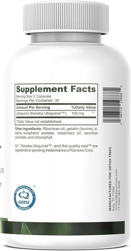 Ubiquinol CoQ10 100mg - Enhanced Bioavailability, High Absorption Coenzyme Q10 Supplement - Non-GMO, Gluten Free co q10 for Heart Health, Healthy Blood Pressure Levels, 60 Capsules