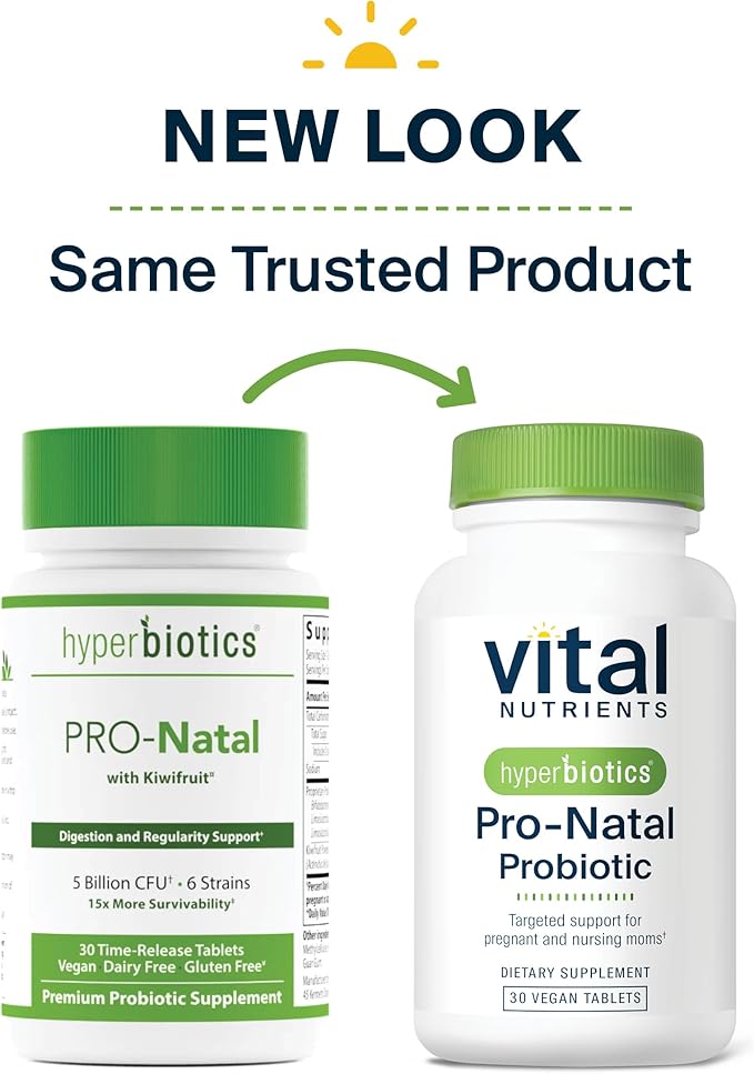 Hyperbiotics Vital Nutrients Pro-Natal Prenatal Probiotics for Women | Support for Occasional Nausea, Bloating, and Gas | Vegan Pregnancy Probiotic for Women | Gluten, Dairy, Soy Free | 30 Tablets