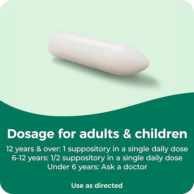 Dulcolax Stimulant Laxative Medicated Suppositories, Predictable & Effective Constipation Relief, Bisacodyl 10 mg, 4 Count