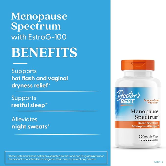 Doctor's Best Menopause Spectrum with EstroG-100, Non-GMO, Vegan, Gluten Free, Soy Free, Veggie Caps, 30 Count