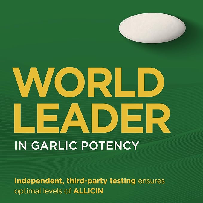 Garlique Garlic Extract Supplement, Healthy Blood Pressure Formula, 1800 mcg allicin, Odorless & Vegan, 60 Caplets