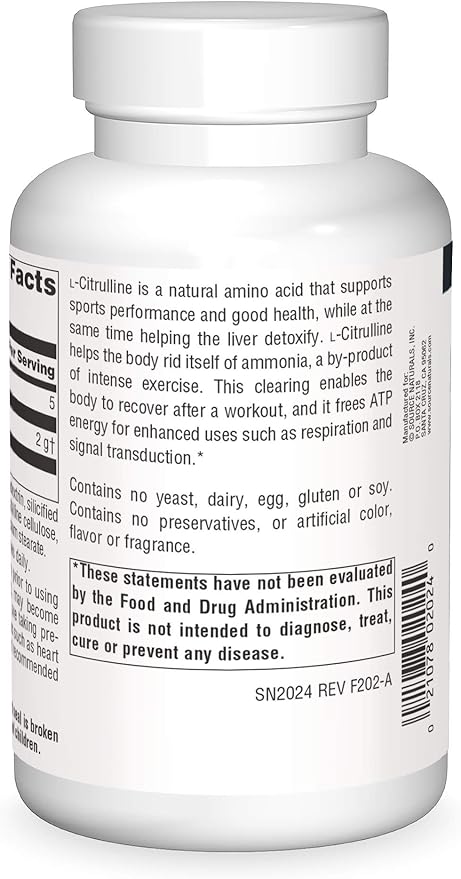 Source Naturals L-Citrulline 1000mg - Nitric Oxcide Booster - 120 Tablets