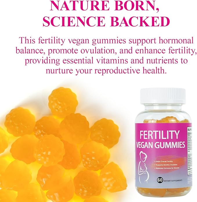 Fertility Gummies for Women to Get Pregnant Fast, Folic Acid Conception Gummies to Boost Fertility for Her, 60 Count Fertility Vitamin Gummy Support Hormone Balance, Ovulation & Period Cycle