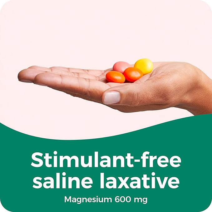 Dulcolax Saline Laxative Chewy Fruit Bites, Fast-Acting Laxative & Gentle Constipation Relief, Cherry Berry Flavor, Magnesium Hydroxide 600 mg, 30 Count