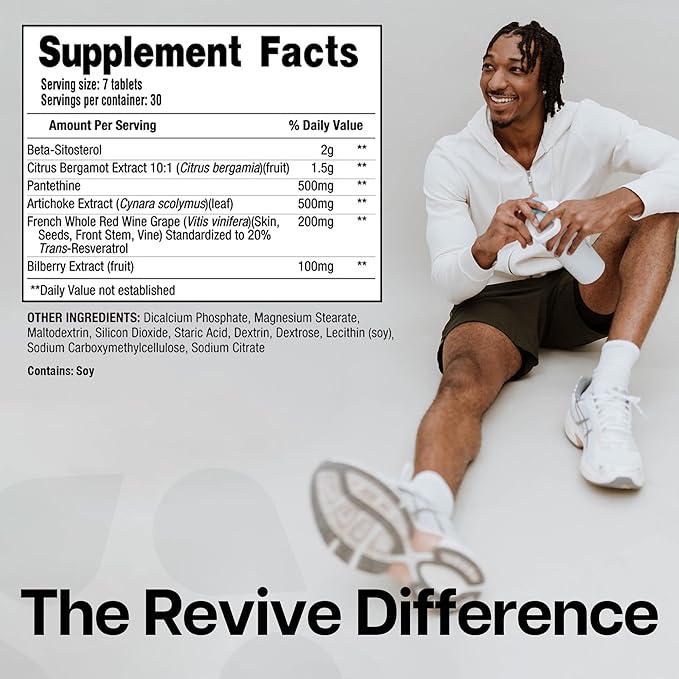 Revive MD Lipid Support Formula - Supplement Helps Maintain Healthy Cholesterol Levels, Endothelial Health & Triglyceride Levels - Beta Sitosterol, Citrus Bergamot & Pantethine