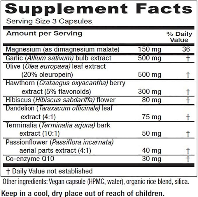 Vitanica VasoBlend - Heart Health Supplement with Folic Acid, Magnesium, CoQ10 & Terminalia Arjuna Bark - Heart Health Supplement - Lady - 180 Vegan Caps