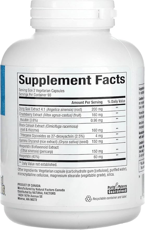 Natural Factors WomenSense MenoSense, Natural Supplement to Help Improve Menopause Symptoms, Vegan, Non-GMO, 180 Capsules