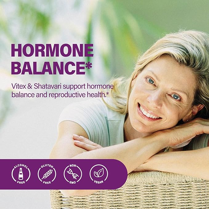 Vitex (Chaste Berry) Drops for Women, Natural Menstrual & Menopause Support Supplement w/Chasteberry, Black Cohosh, Red Clover, Shatavari, Wild Yam, St. John's Wort Herb Extract. 2oz