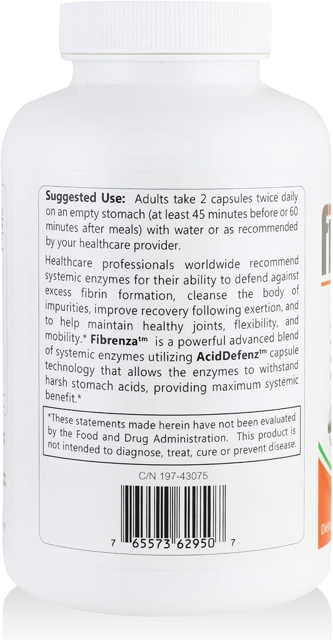 Fibrenza - Systemic Enzyme Complex with Fibrinolytic & Proteolytic Enzymes - Dietary Supplement - 240 Caps