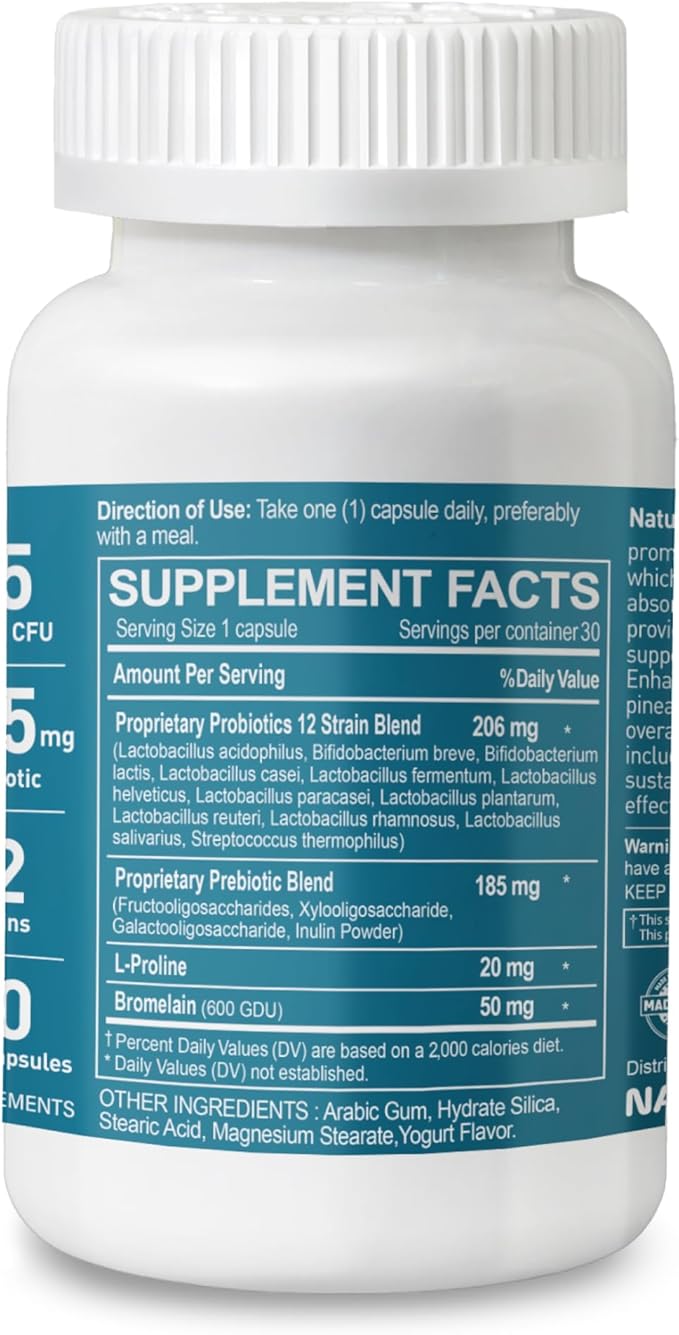 55B Probiotics Premium - 55 Billion CFU, 12 Strains, 185mg Prebiotic - Immune Support, Digestive & Gut Health - Supports Occasional Constipation, Gas & Bloating - 30 Vegan Capsules, 30 Day Supply