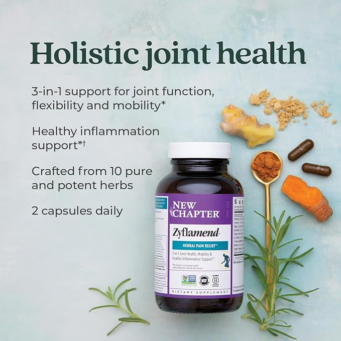 New Chapter Zyflamend™ Multi-Herbal Pain Reliever+ Joint Supplement, 10-in-1 Superfood Blend with Ginger & Turmeric for Healthy Inflammation Response & Herbal Pain Relief+, 60 Count