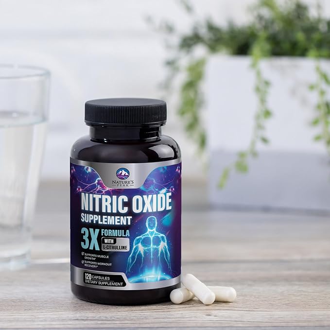 Nitric Oxide Supplement 3000mg L Arginine 3X Strength - Citrulline Malate & AKG - Extra Strength Muscle Supporting Nitric Booster for Muscle Growth & Workout Recovery to Train Harder - 120 Capsules