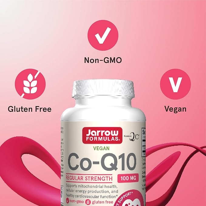 Jarrow Formulas Co-Q10, 100 mg, Antioxidant Support for Mitochondrial Health, Cellular Energy Production and Healthy Cardiovascular Function, 60 Veggie Capsules, 60 Day Supply