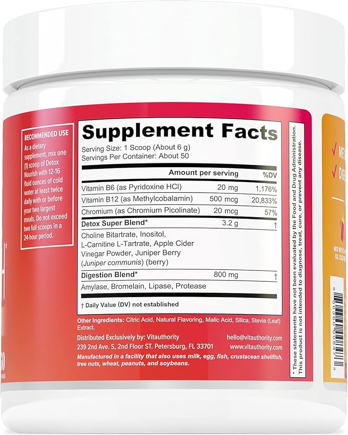ACV Gut Cleanse Detox Powder | Detox Cleanse Metabolism Booster for Weight Loss | Nourishing L-Carnitine & Digestive Enzymes | Digestion & Bloating Relief for Women | Watermelon Flavored, 50 Servings.