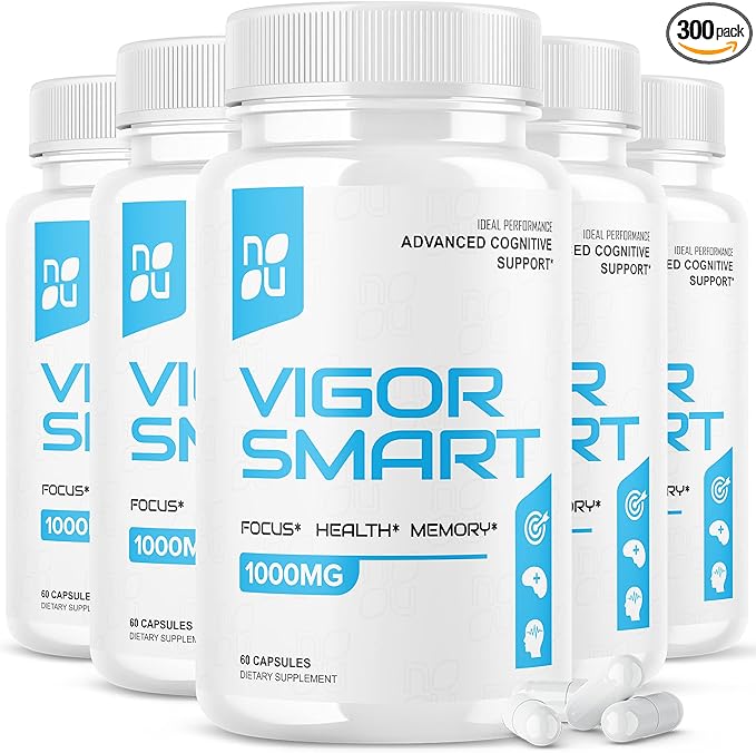 (5 Pack) Vigor Smart Brain Booster Pills Advanced Cognitive Focus Support 1000mg (300 Capsules)
