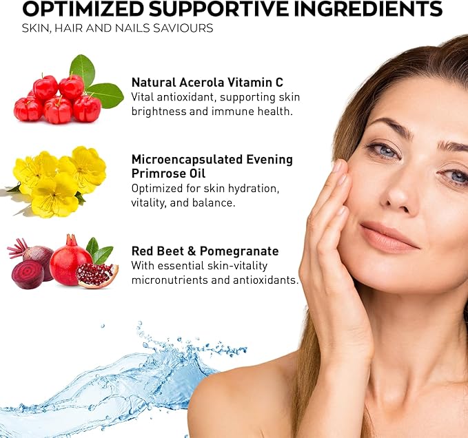 Marine Collagen Powder Supplement - Type I Hydrolyzed Marine Collagen Peptides, Protein, Biotin, Hyaluronic Acid, Vitamin C, Vital Antioxidants Complex - Skin Supplements for Women - Lemon, 9.7oz