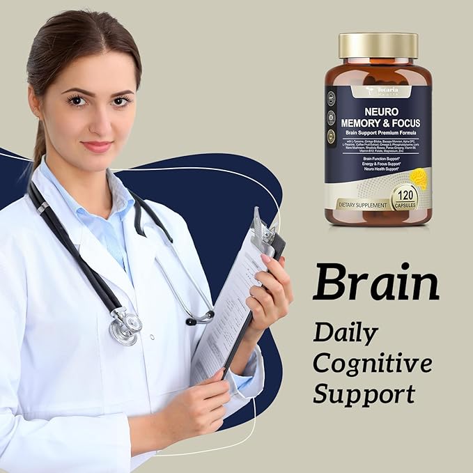 25 in 1 Brain Supplements for Memory and Focus & Neuro Health - Daily Brain Nootropic Cognitive Supplement with L-Tyrosine, Bacopa Monnieri, Ginkgo Biloba, Alpha GPC - Non-GMO, Gluten Free, Vegan