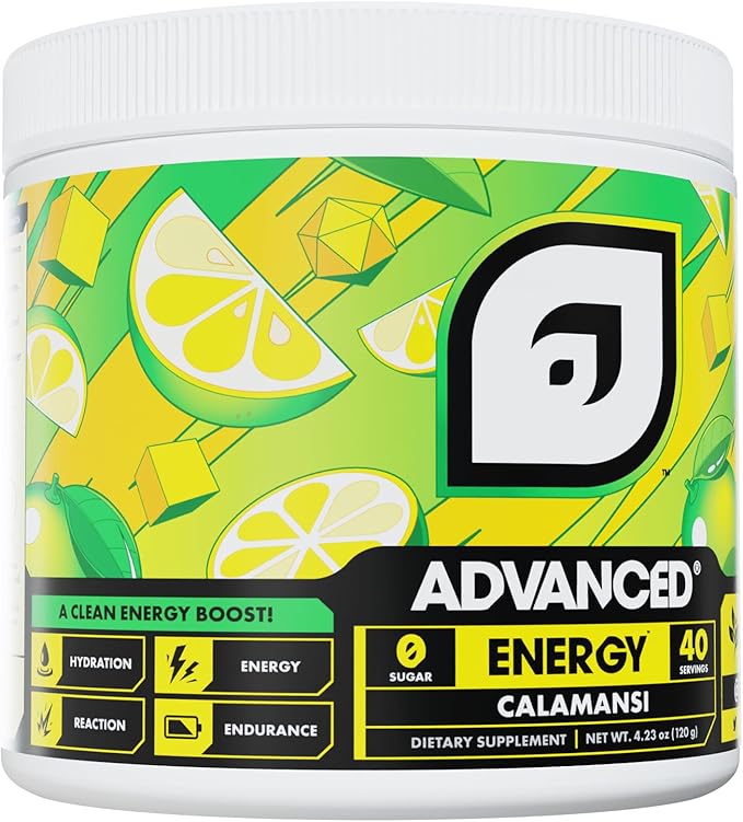 Advanced Energy - Energy Brmula with Electrolytes for Hydration oosting Fo- L-Theanine to Combat Jitters - Sugar Free & Keto Friendly - No Maltodextrin (40 Servings) (Calamansi)