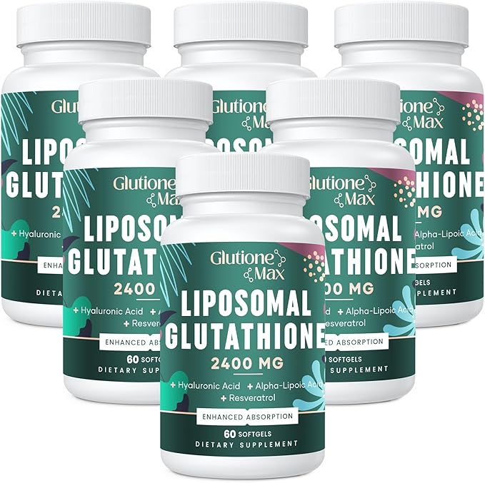 8-in-1 Liposomal Glutathione 2400 MG, High Absorption Antioxidant Formula – with Hyaluronic Acid, Alpha-Lipoic Acid, Resveratrol - Skin, Liver Detox & Immune System, 360 Softgels