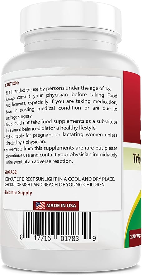 Best Naturals L-Arginine NO Booster Triple Strength 1300 mg Serving 120 Veg Capsules (120 Count (Pack of 2))