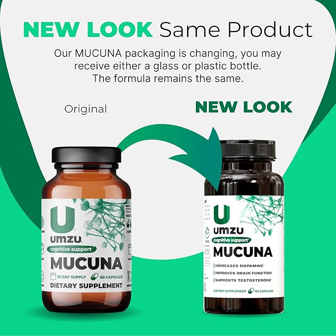 UMZU Mucuna Pruriens - Dopamine Production Support - Brain, Well-being & Memory Health - Antioxidants & Hormone Support - 30 Day Supply - 60 Capsules