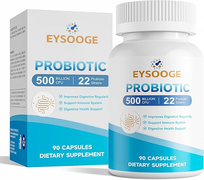 Probiotics for Women and Men, 500 Billion CFU, 22 Strains + Organic Prebiotics, Nutritional Supplements, Daily Probiotics for Digestive, Immune, & Gut Health - 90 Capsules