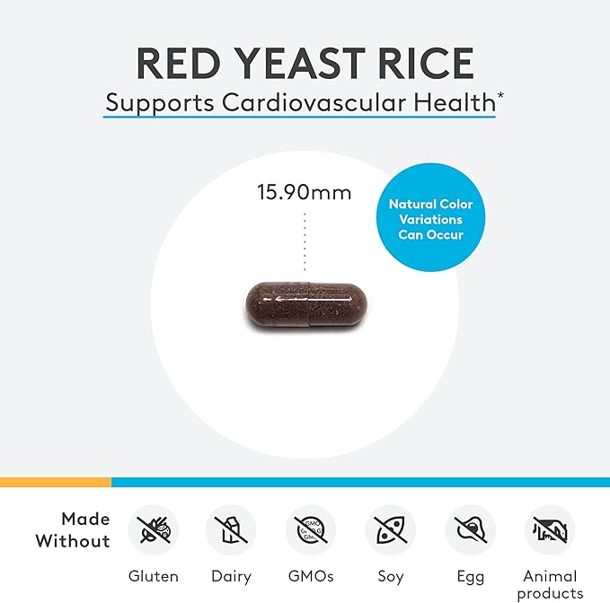 XYMOGEN Red Yeast Rice - Non-GMO Red Yeast Rice Supplement to Help Maintain Already Healthy Blood Lipid + Cholesterol Levels - Cardiovascular Support - Tested Citrinin-Free (30 Capsules)