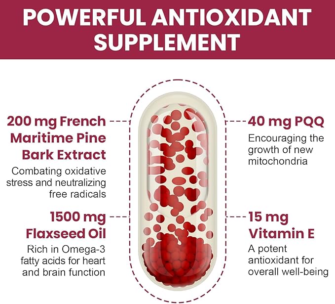 200 mg Pycnogeno with PQQ, Premium French Maritime Pine Bark Extract, Unique Dual-Delivery for Maximum Absorption, Pine Bark Extract for Vascular & Heart & Joint Function - 60 Vegan Softgels