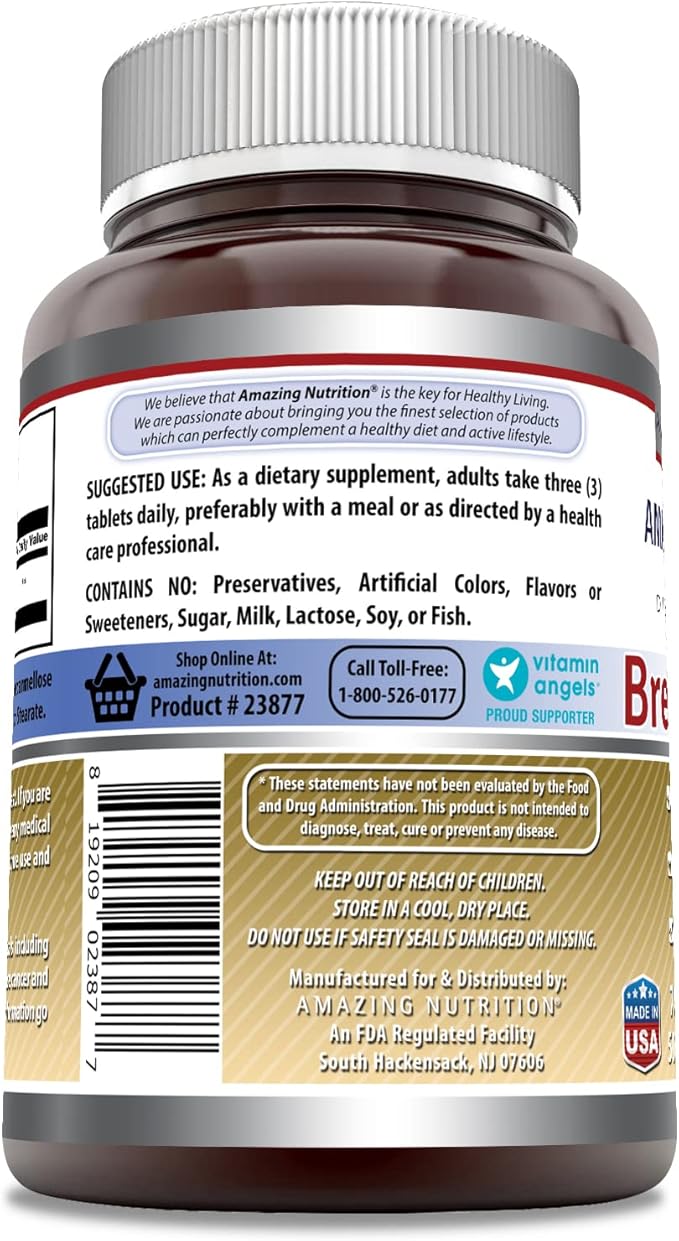Amazing Formulas Brewers Yeast 1500mg Per Serving 500 Tablets Supplement | Non-GMO | Gluten Free | Made in USA