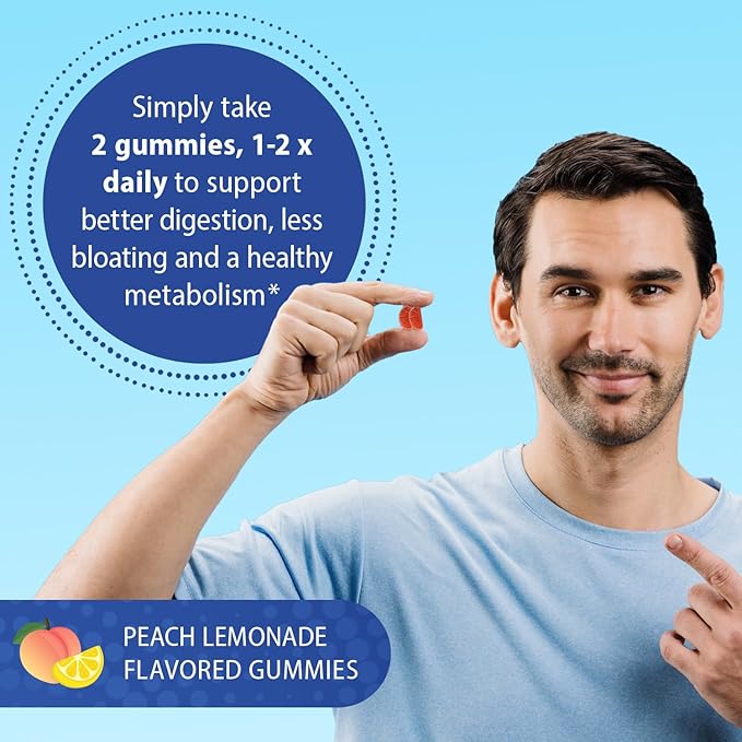 Florastor Digestive and Metabolic Support Probiotic Blend, Prebiotic and Probiotic Gummies for Multi-Action Digestive Health Care, with Vitamin B12, 56 Gummies