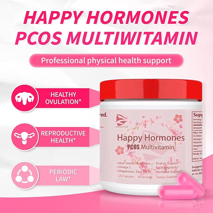 New Upgrade Happy Hormones PCOS Multivitamin,Hormone Balance for Women-Cycle Support Supplements-Menopause and Mood Support Supplement PMS Support for Women (1)