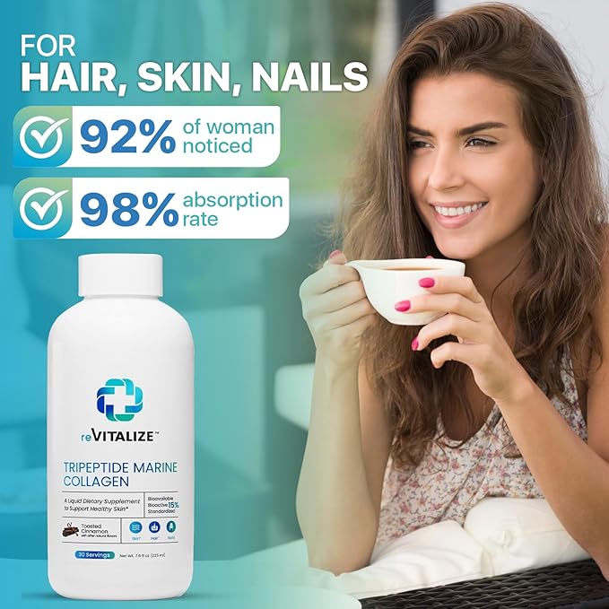 Advanced Hydrolyzed Marine Collagen Peptides - Anti-Aging and Skin Renewal Tripeptide Supplement for Hair, Skin, and Nails - Helps Maintain Healthy Joints | Cinnamon Flavor - 30 Servings