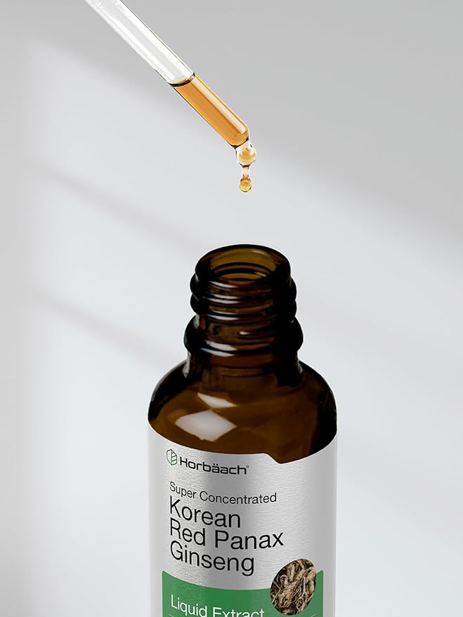Horbäach Korean Red Panax Ginseng Liquid Extract | 2 Fl Oz | Vegetarian & Alcohol Free Supplement for Men and Women | Non-GMO, Gluten Free