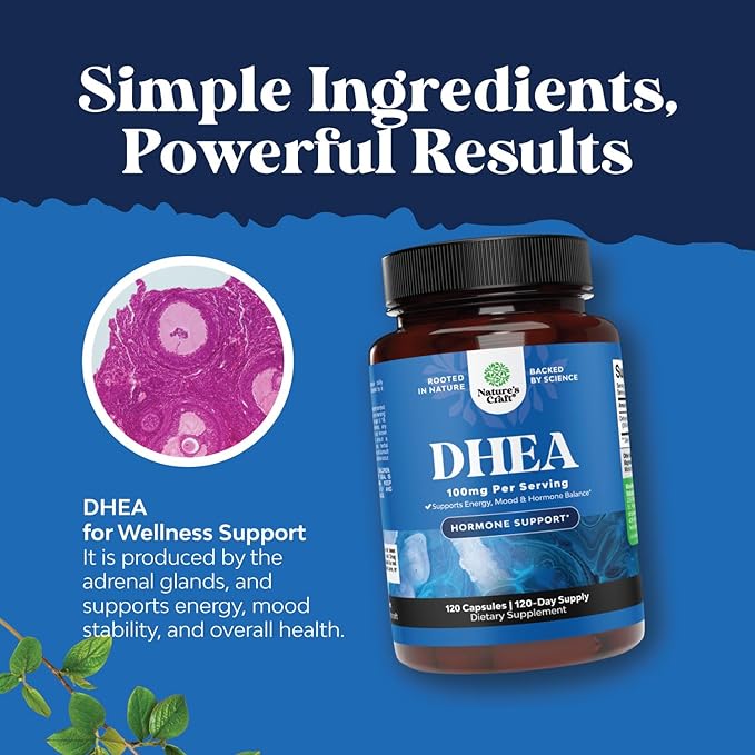 DHEA 100mg for Men and Women - Vegan High Strength DHEA Supplement for Women & Men Enhanced Energy and Hormone Balance & - Womens Hormone Balance Supplement (4 Month Supply)